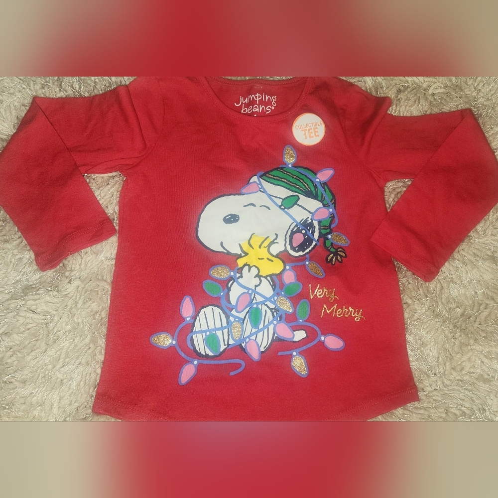 NWOT Girls Peanuts - Snoopy Red Christmas Top (Size 4)